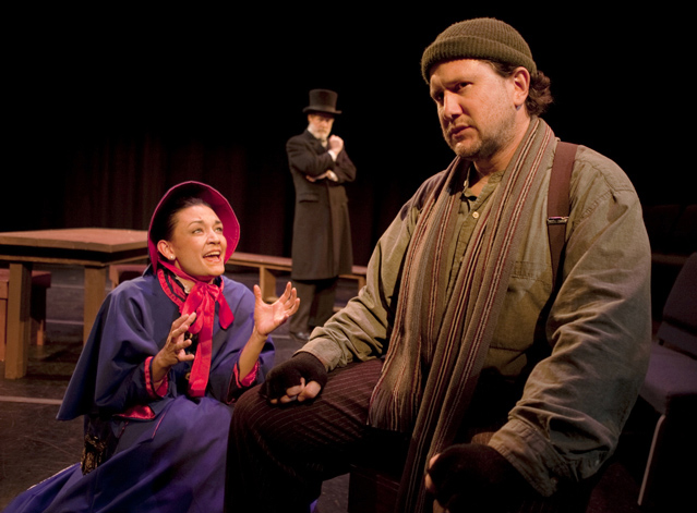 Marissa Garcia (Barbara Undershaft), Joseph McGrath (Andrew Undershaft) and Matt Walley (Bill Walker)