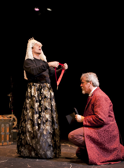 Joseph McGrath as Queen Victoria and David Morden as Louis de Rougemont