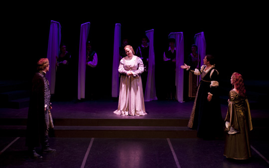 Joseph McGrath as Leontes, Avis Judd as Hermione, Kathryn Kellner as Paulina and Dallas Thomas as Perdita