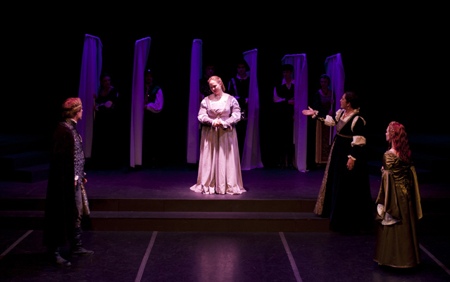 SJoseph McGrath as Leontes, Avis Judd as Hermione, Kathryn Kellner as Paulina and Dallas Thomas as Perdita
