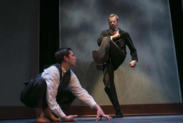 Matt Bowdren as Gregor Samsa and David Greenwood as Mr. Samsa in 'Metamorphosis