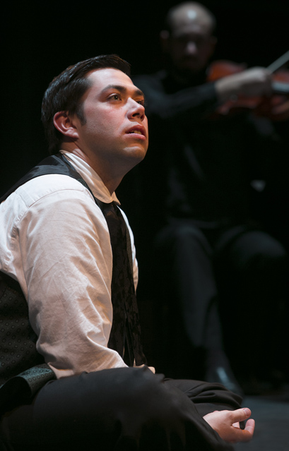 Matt Bowdren as Gregor Samsa and Eric Schoon as Musician in 'Metamorphosis