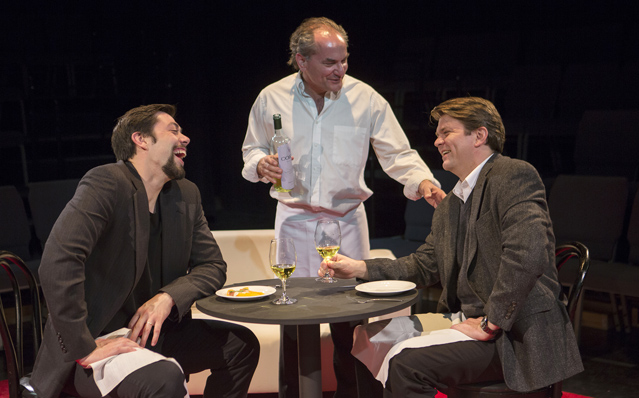Matt Bowdren as Robert, Patrick Baliani as the Waiter and Ryan Parker Knox as Jerry