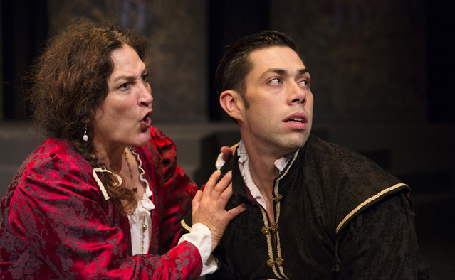 Kathryn Kellner Brown as Gertrude and Matt Bowdren as Hamlet