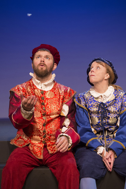 Ryan Parker Knox as Guildenstern and Patty Gallagher as Rosencrantz