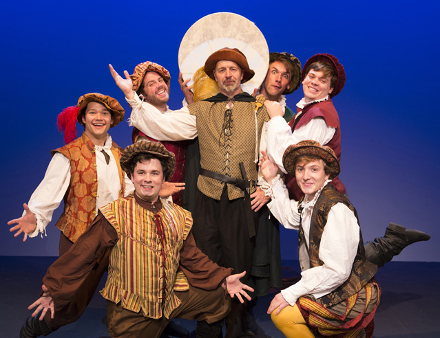The Players in 'Rosencrantz and Guildenstern Are Dead' -- Front: Kainon Bachtel and Griffin Johnston. Back: Eric Du, Evan Werner, David Greenwood, Christopher Johnson and Connor Foster