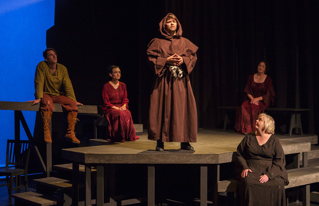 Christopher Johnson, Marissa Garcia, Ryan Parker Knox as Brother Juniper, Kathryn Kellner Brown and Cynthia Meier