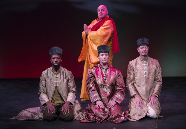 Patty Gallagher as the White Snake, Holly Griffith as the Green Snake and David Weynand as Fa Hai