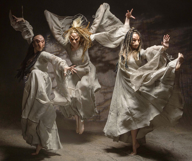 Claire Hancock, Grace Kirkpatrick and Holly Griffith as the Three Witches