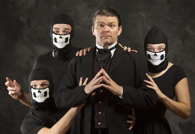 Brendan Kellam, Nathanael Myers and Allie Knuth as ghouls and Ryan Parker Knox as Lord Arthur