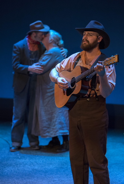 Jake Sorgen on Guitar, David Greenwood at Pa Joad and Cynthia Meier as Ma Joad