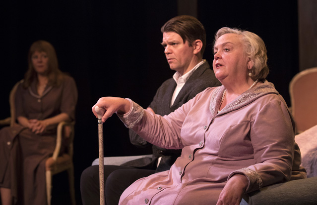 Patty Gallagher as B, Ryan Parker Knox as The Young Man and Cynthia Meier as A