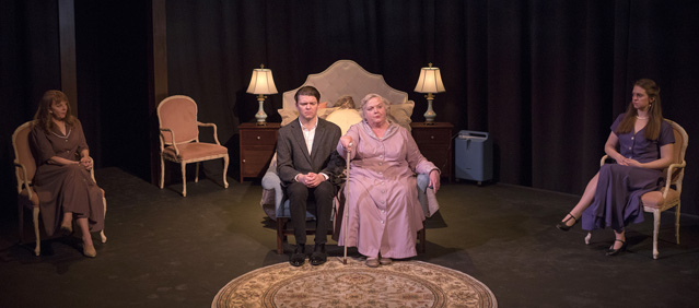 Patty Gallagher as B, Ryan Parker Knox as The Young Man, Cynthia Meier as A and Holly Griffith as C