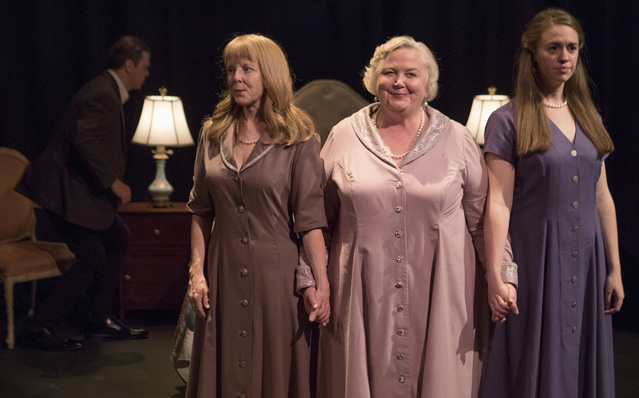 Ryan Parker Knox as The Young Man, Patty Gallagher as B, Cynthia Meier as A and Holly Griffith as C