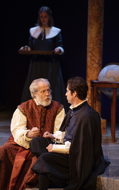 Joseph McGrath as Galileo, Hunter Hnat as Andrea and Holly Griffith as Virginia