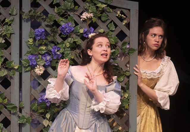 'But Nature never framed a woman's heart Of prouder stuff than that of Beatrice.' Bryn Booth as Hero and Holly Griffth as Beatrice