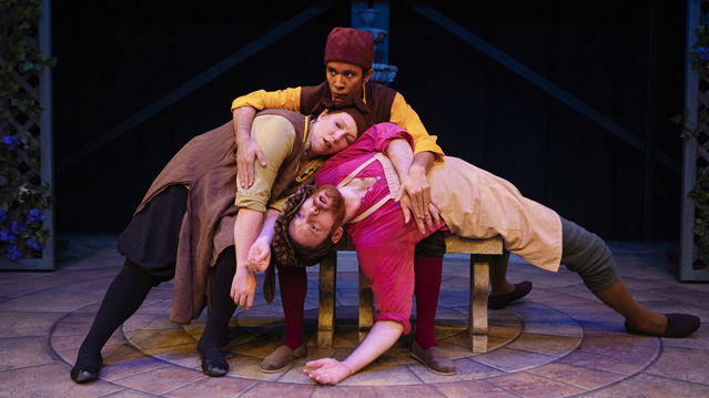'Good men and true.' Cole Potwardowski as Seacoal, and Sarah Shannon and Christopher Pankratz as members of the Watch