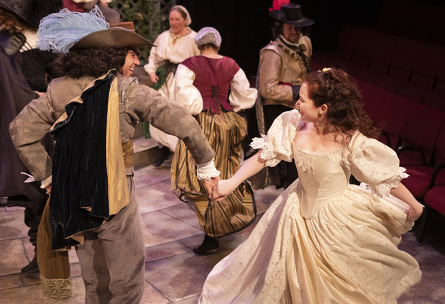 'Let's have a dance ere we are married!' Hunter Hnat and Bryn Booth as Claudio and Hero