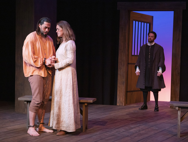 Matt Bowdren as John Proctor, Holly Griffith as Elizabeth Proctor and Aaron Shand as Judge Hathorne